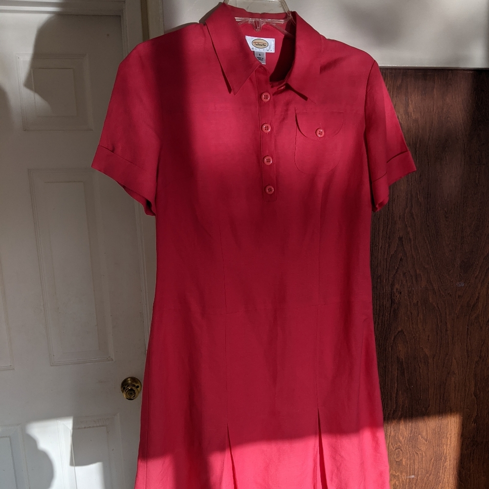Pink pleated linen dress